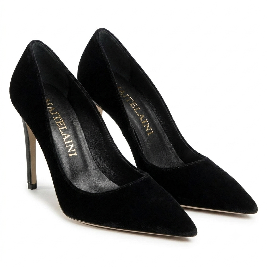 100mm Black Velvet Pumps