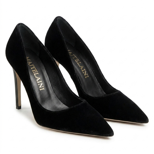100mm Black Velvet Pumps