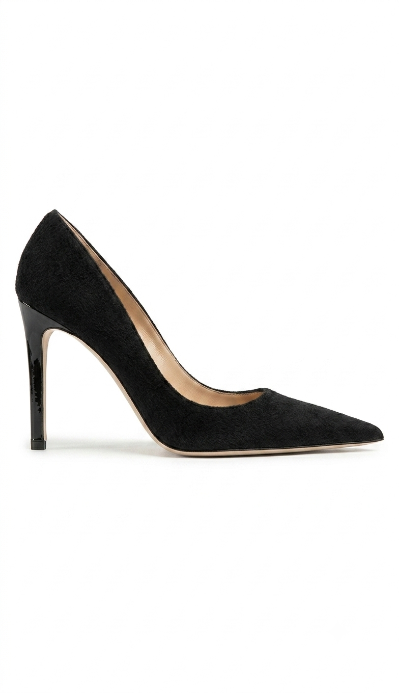 100mm Black Velvet Pumps