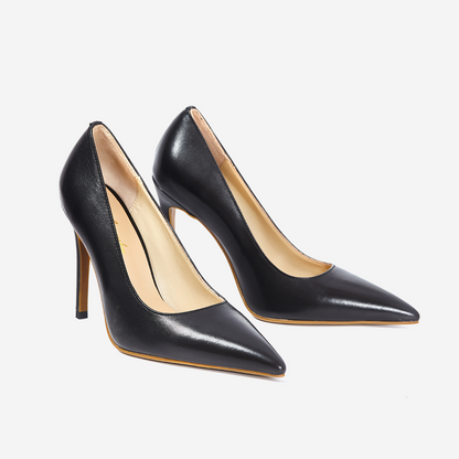 Black Cowhide Leather Pumps