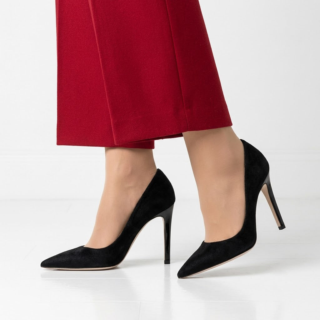 100mm Black Velvet Pumps