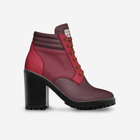 Wine Red Leather Biker Boots