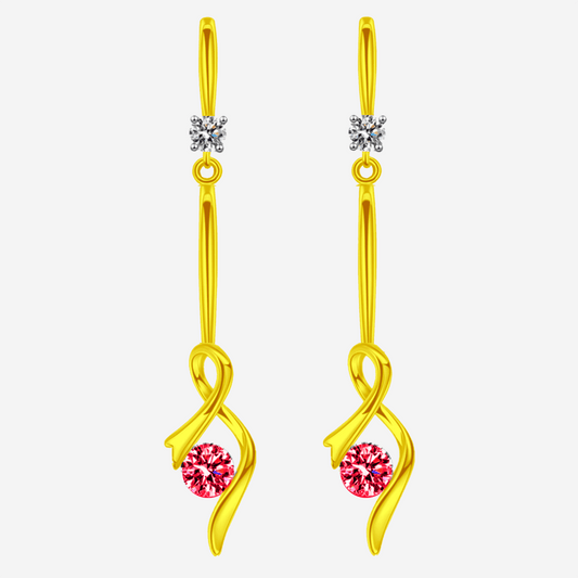 24K Gold Red Diamond Earrings