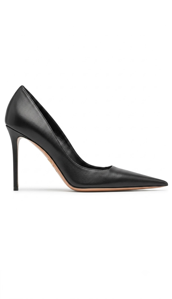 Elegant Queen 100 Black Leather Pumps