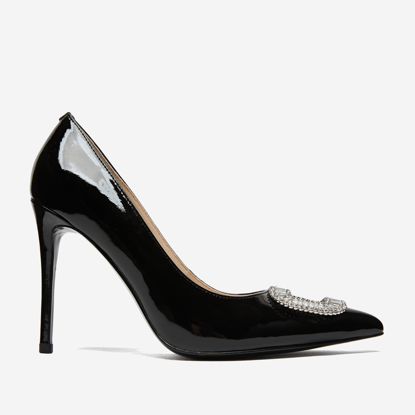 Black Patent Leather Rectangle Buckle Pumps