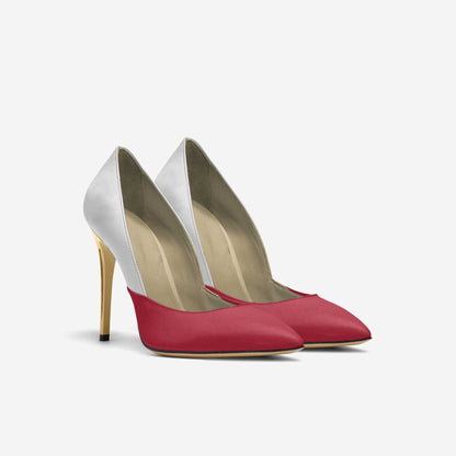 "Country Ball" Red with White Leather Pumps