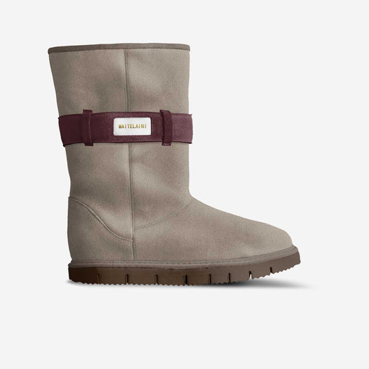 Winter Light Brown Cotton Belted Boots